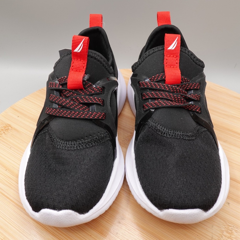 Nautica Shoes Kids 11 Black Red Lace Up Athletic Sneakers NWT - Picture 2 of 9